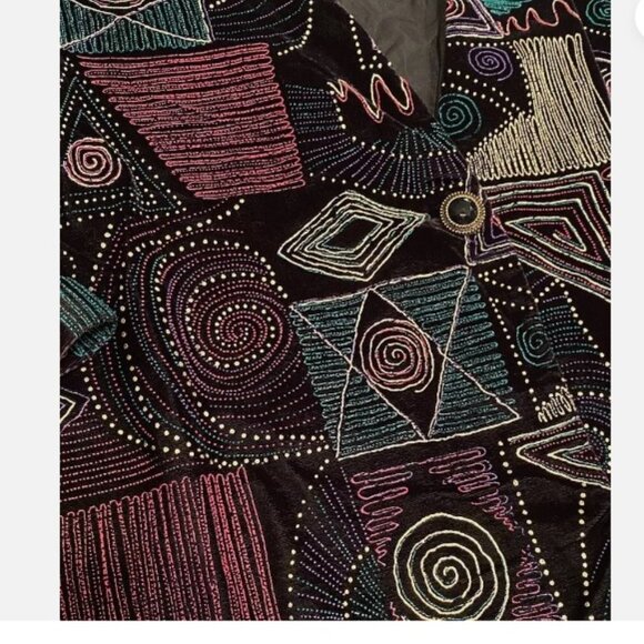 Vintage Tres Paquette Abstract Textured Blazer Jacket Womens Plus 2X 1 Button - Picture 3 of 4